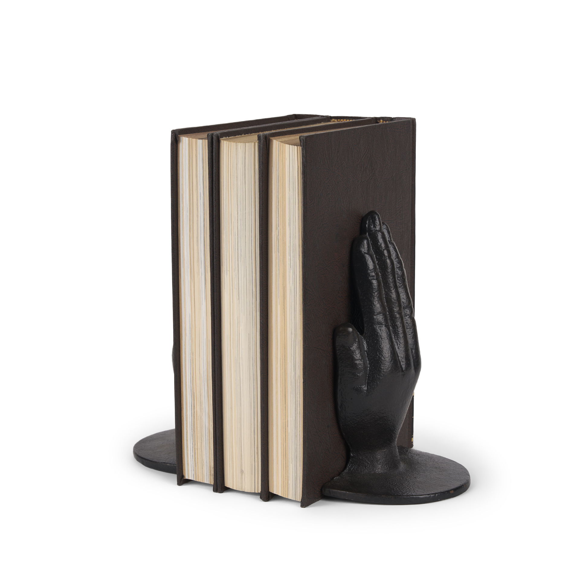 Praying Hands Bronze Cast Iron Book Ends, Bookend by Mercana, 5.91" length x 4.65" width x 7.17" height View 1