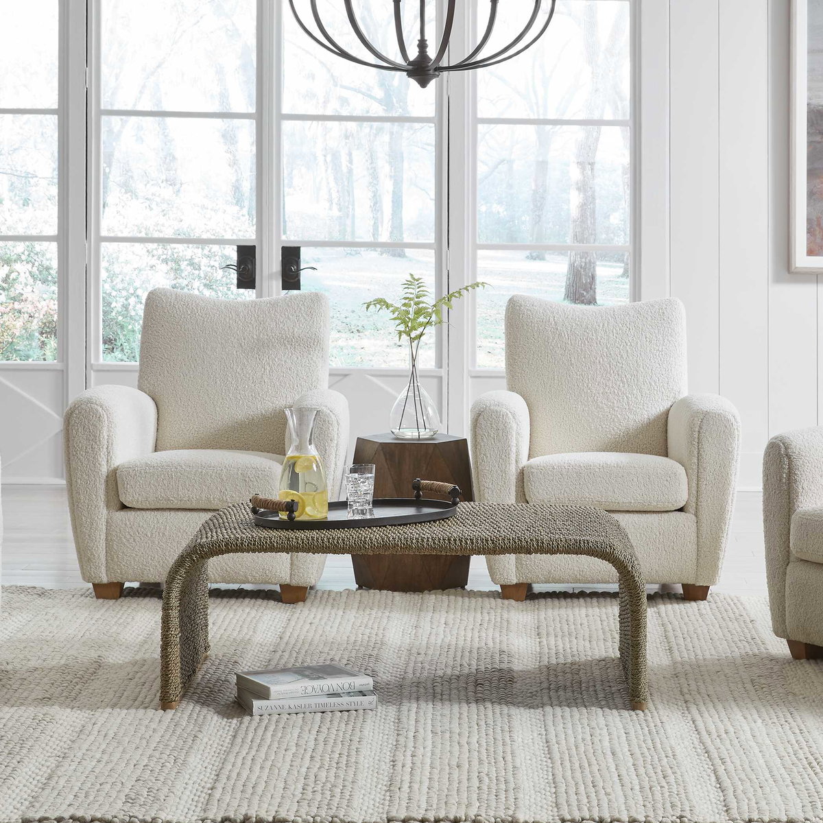 Calabria Woven Seagrass Coffee Table, by Uttermost, 45.5" width x 16.5" height x 29" depth View 2