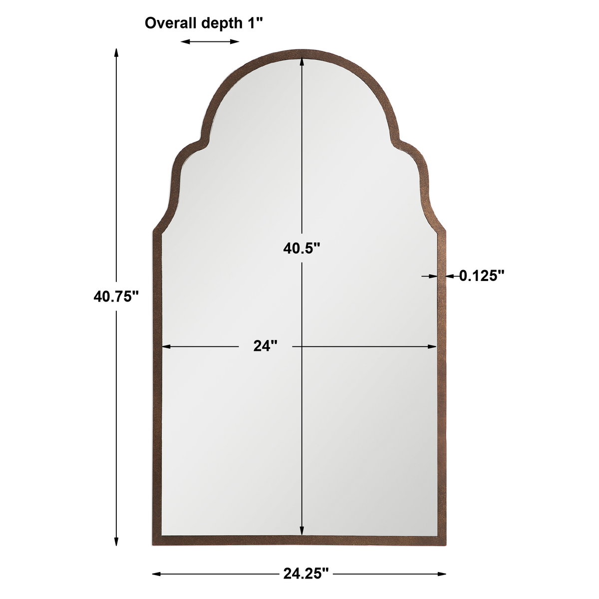 Brayden Arch Metal Mirror, by Uttermost, 2'0.25" width x 3'4.75" height x 1" depth View 3