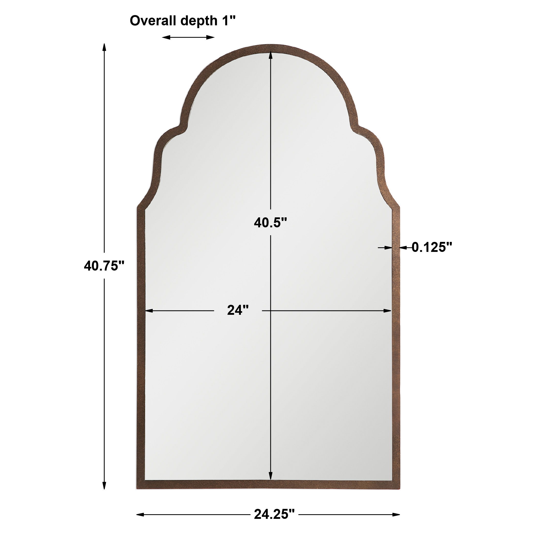 Brayden Arch Metal Mirror, by Uttermost, 24.25" width x 40.75" height x 1" depth View 3