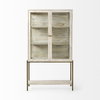 Arelius 36L x 18.75W x 63H White Wood with Gold Metal Base Display Cabinet, Cabinets & Sideboard by Mercana, 36" length x 18.75" width x 63" height thumbnail 4