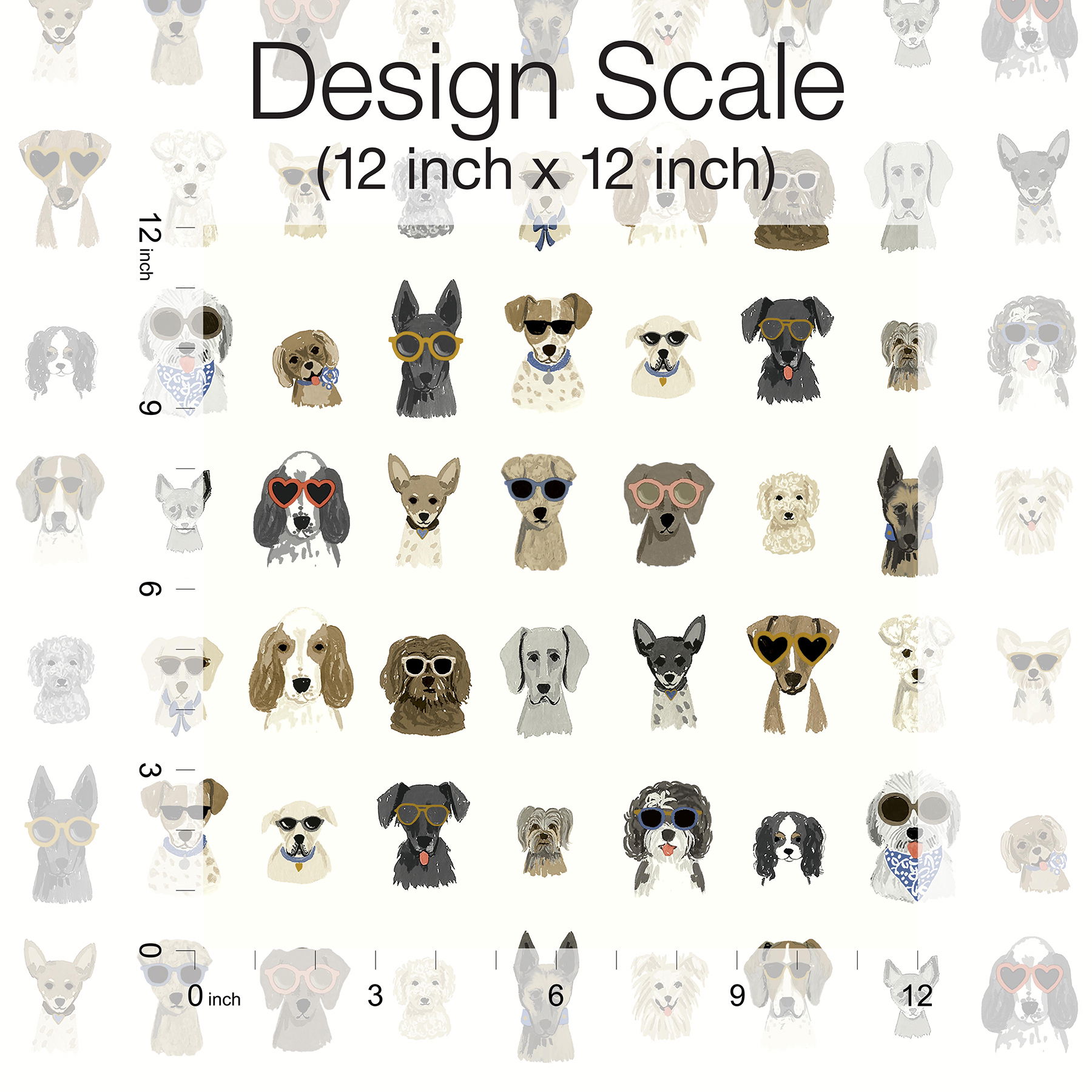 Dog Days Multi White Peel & Stick Wallpaper large image 