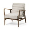 Ajax II Cream Fabric with Brown Wooden Frame Accent Chair thumbnail 0