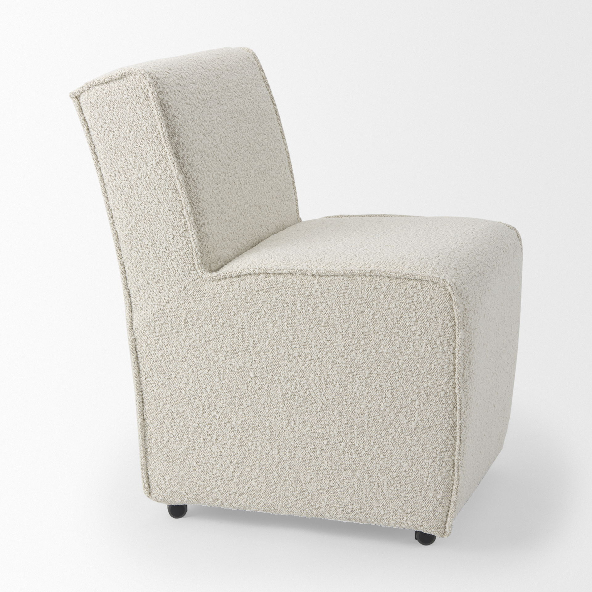 Damon  Fully Upholstered Cream-Toned Fabric Dining Chair on Casters large image 