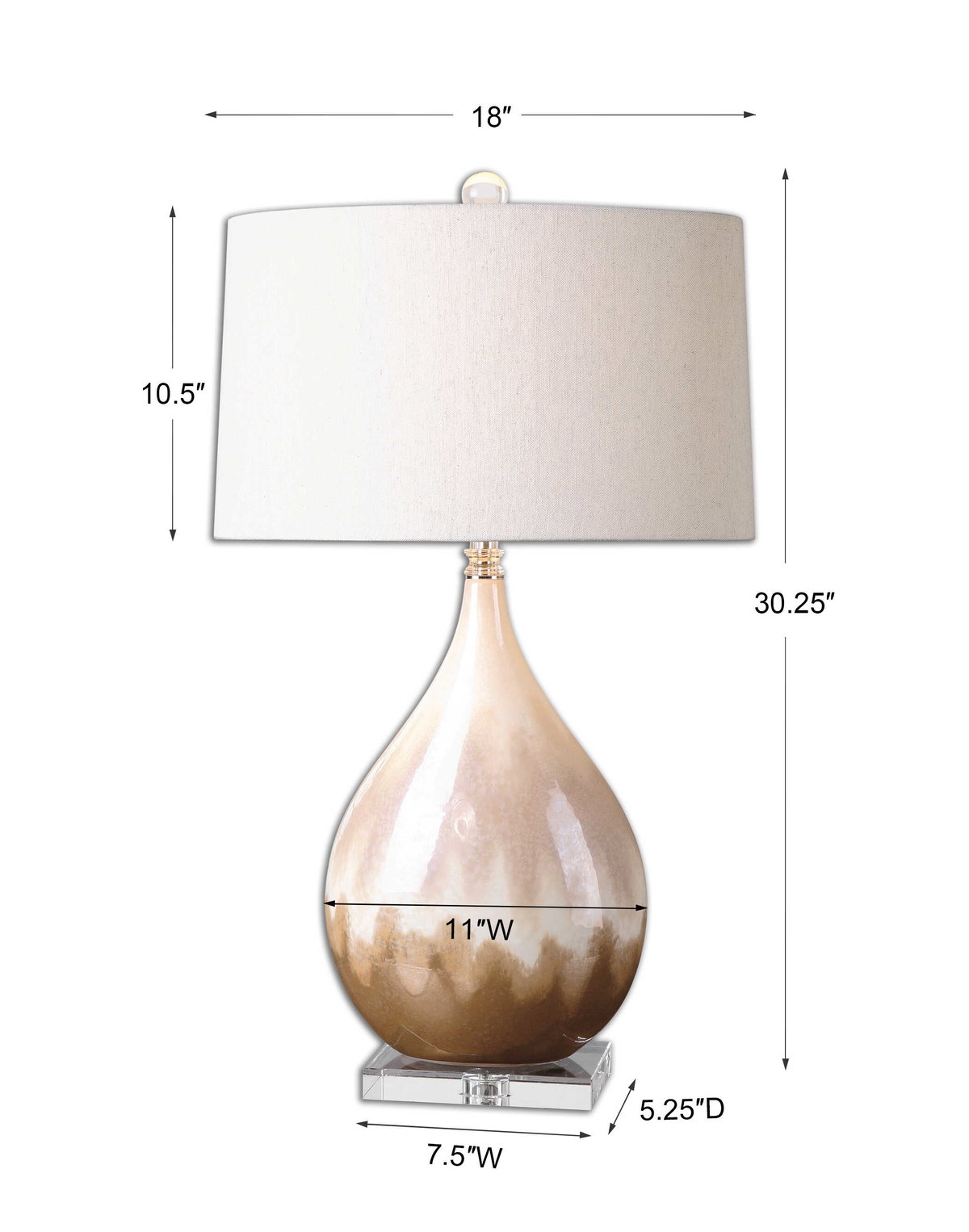 Flavian Glazed Ceramic Lamp, by Uttermost, 1'6" width x 2'6.25" height x 1'6" depth View 3