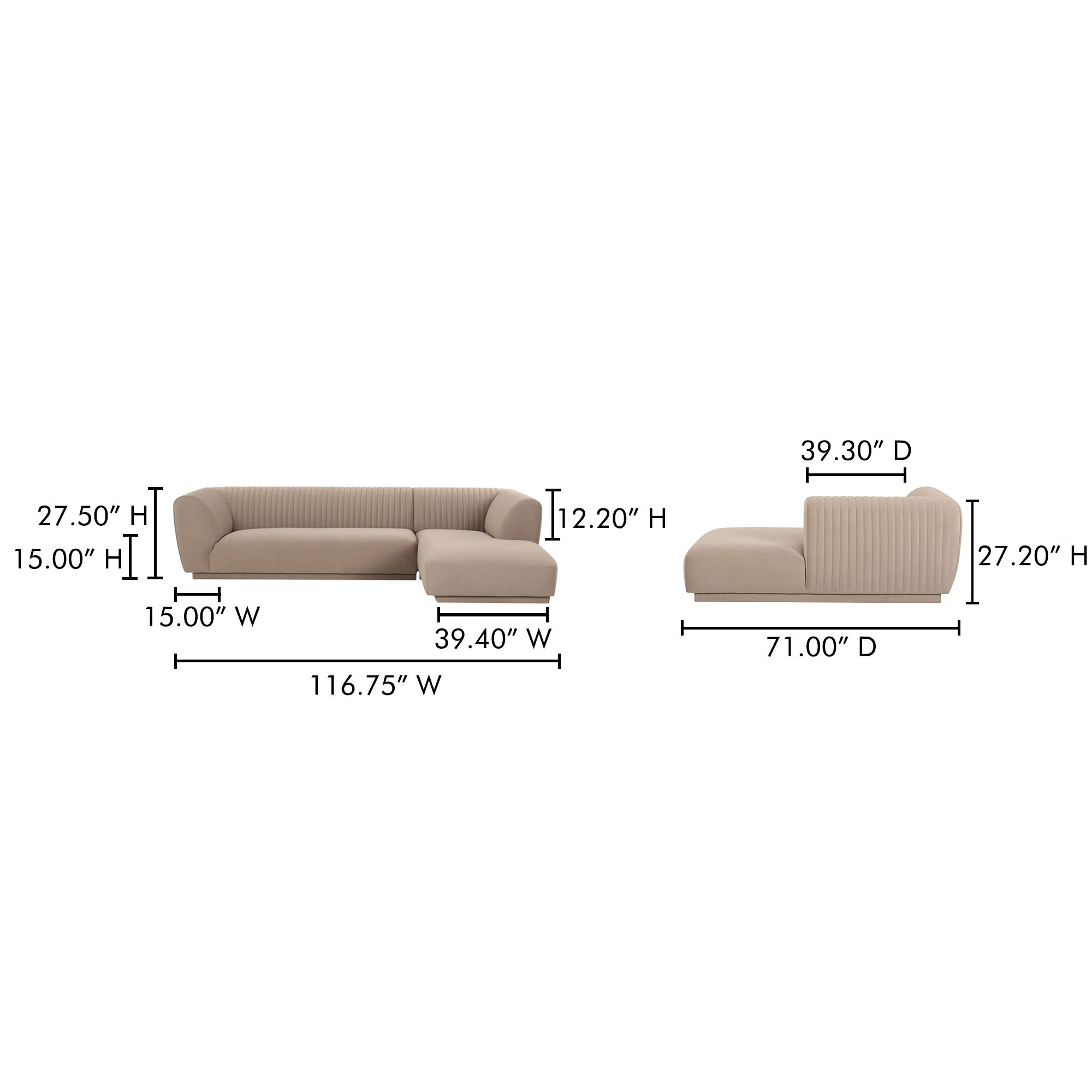 Zandro Right Sectional Beige large image 
