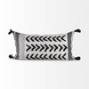 Kimia 14x26 White and Black Fabric Herringbone and Fringed Decorative Pillow Cover, by Mercana, 14" length x 26" width x 0.2" height thumbnail 6