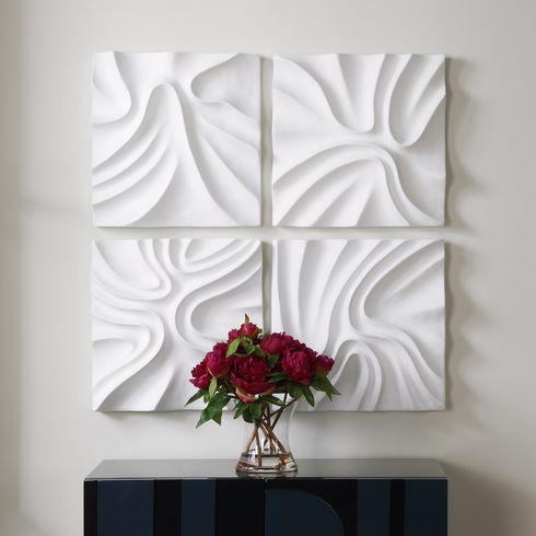 Snowdrift Sculpted White Wall Decor Set/4