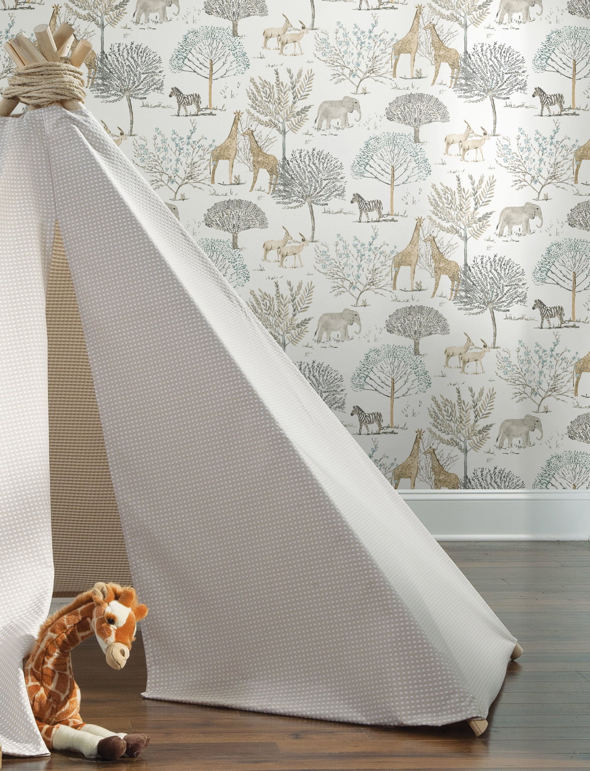 On the Savanna Neutral Peel & Stick Wallpaper, by York Wall, 20' length x 1'8.5" width x 0.02" depth View 2