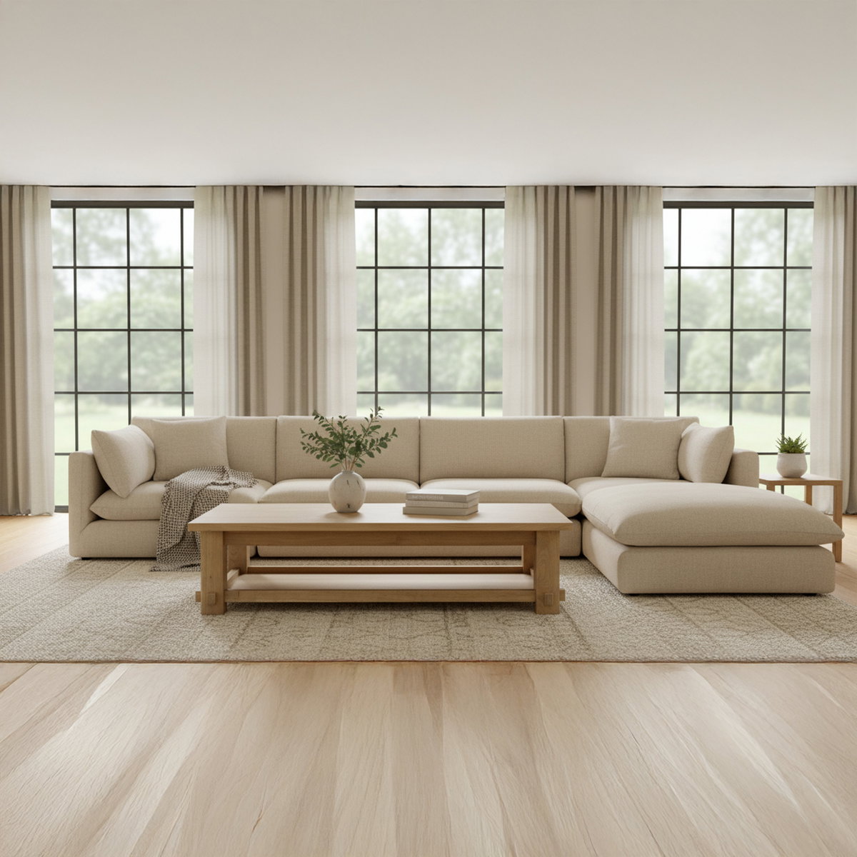 Morey Coffee Table Natural, by Moe's Home, 65" width x 16" height x 35.5" depth View 5