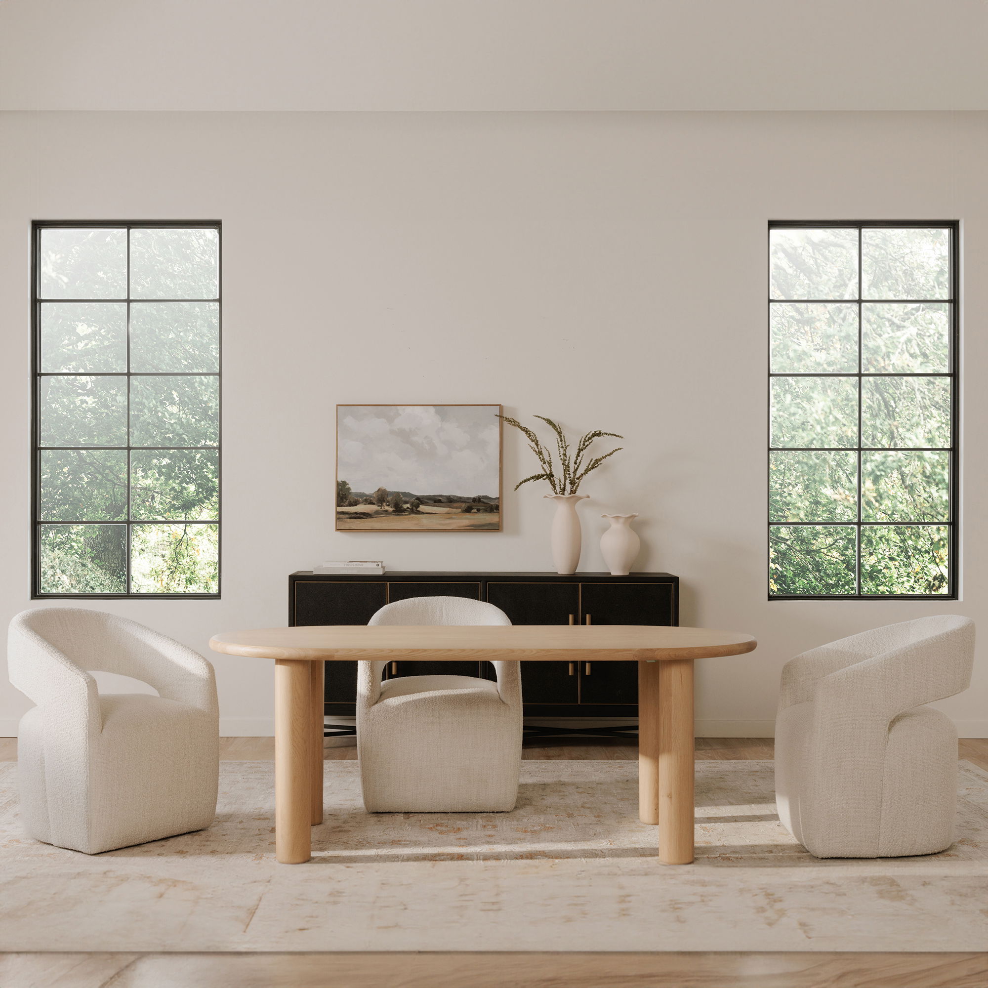 Milo Small Dining Table Oak, by Moe's Home, 78" width x 29.5" height x 39" depth View 9