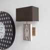 Maravilla III 11x17 Black/White Pattered Base Black Fabric Shade Wall Sconce, by Mercana, 11" length x 8.5" width x 17" height thumbnail 3
