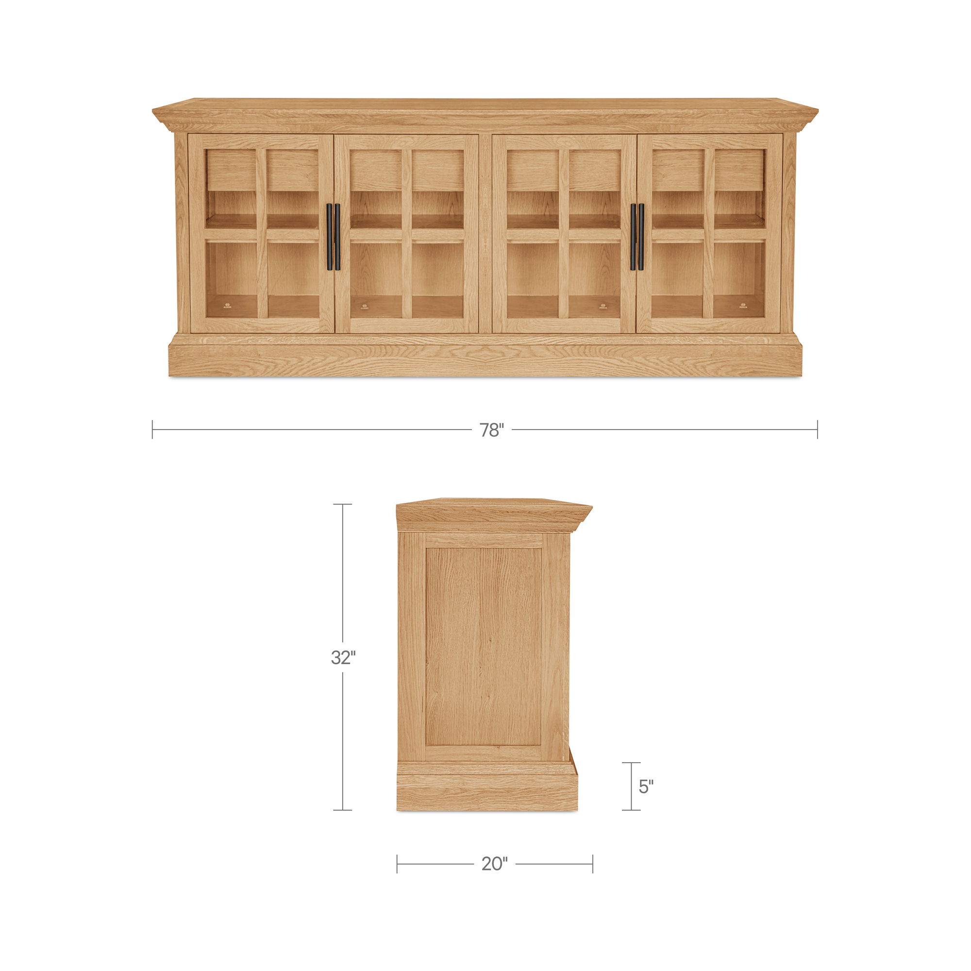 Raymond Sideboard Natural, Cabinets & Sideboard by Moe's Home, 78" width x 32" height x 20" depth View 9