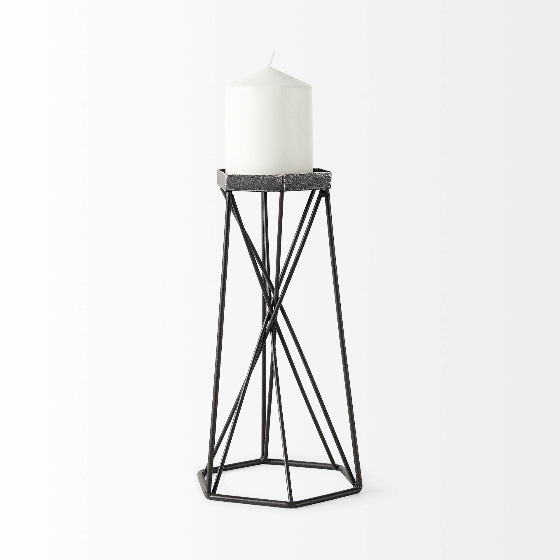 Sixx II Large Antiqued Metal Hexagonal Table Candle Holder large image 