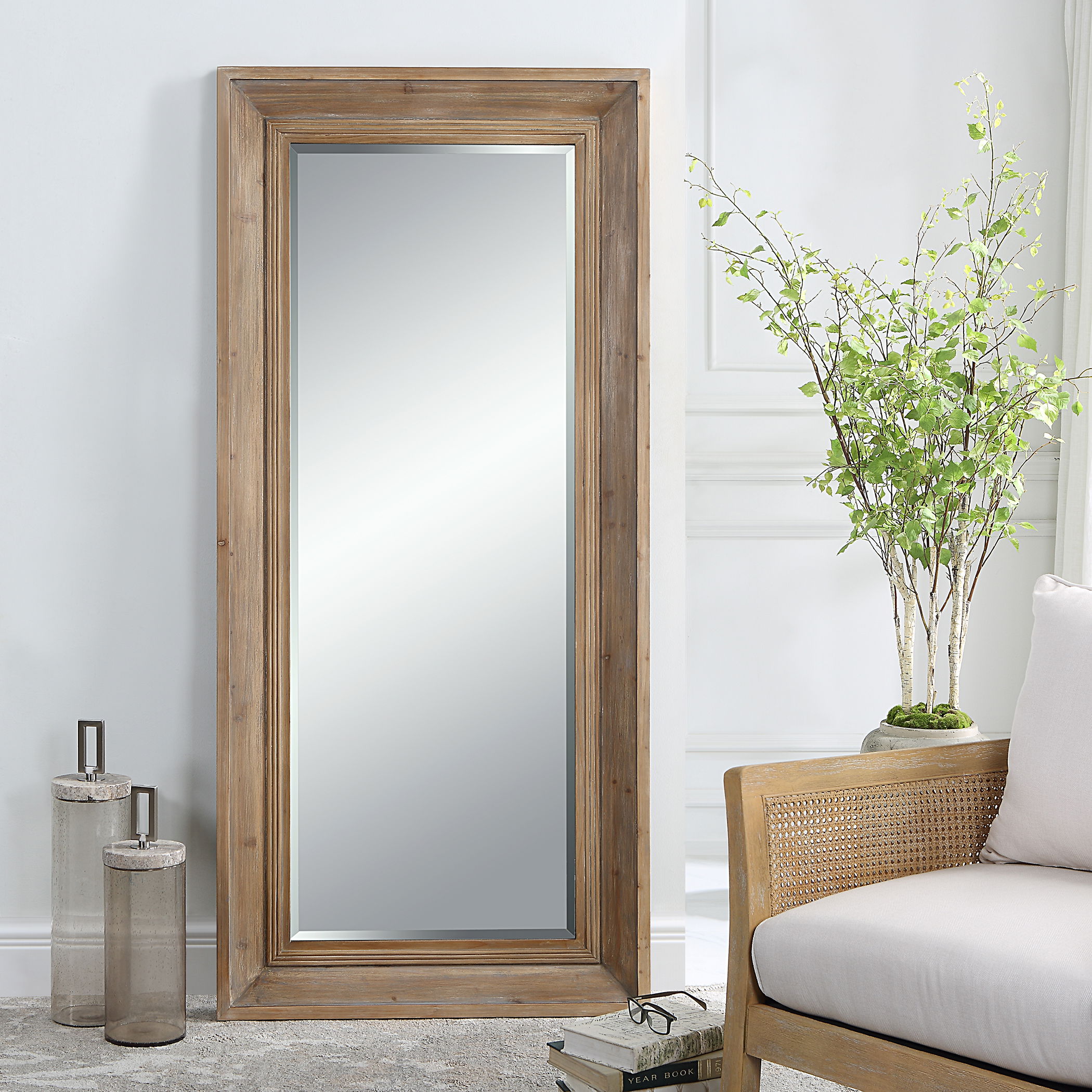 Missoula Large Natural Wood Mirror, by Uttermost, 32" width x 70" height x 2.62" depth View 2