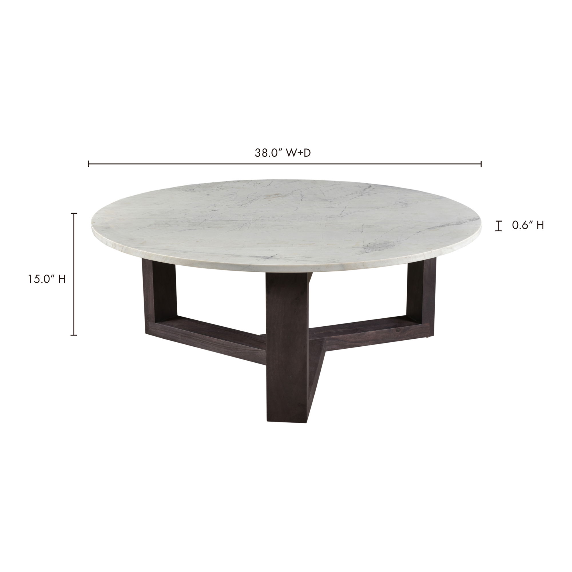 Jinxx Coffee Table Charcoal Grey, by Moe's Home, 38" width x 15" height x 38" depth View 10