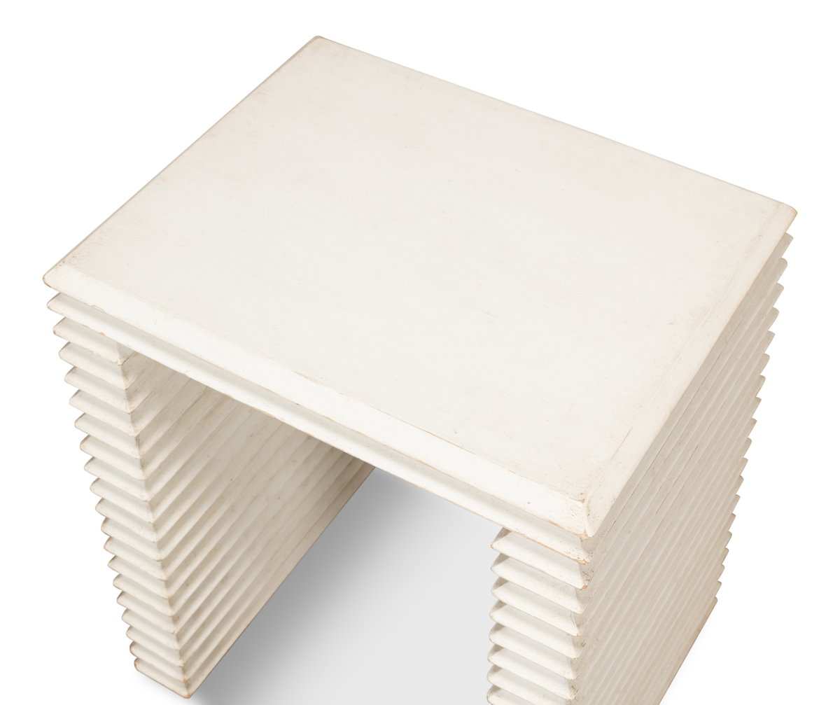 Stacked Side Table  Antique White, by Sarreid, 1'4" length x 1'8" width x 2' height View 11