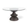 Crossman III 60L x 60W x 30H Dark Brown/Gray Solid Wood Base with Round Glass Top Dining Table, by Mercana, 60" length x 60" width x 30" height thumbnail 1