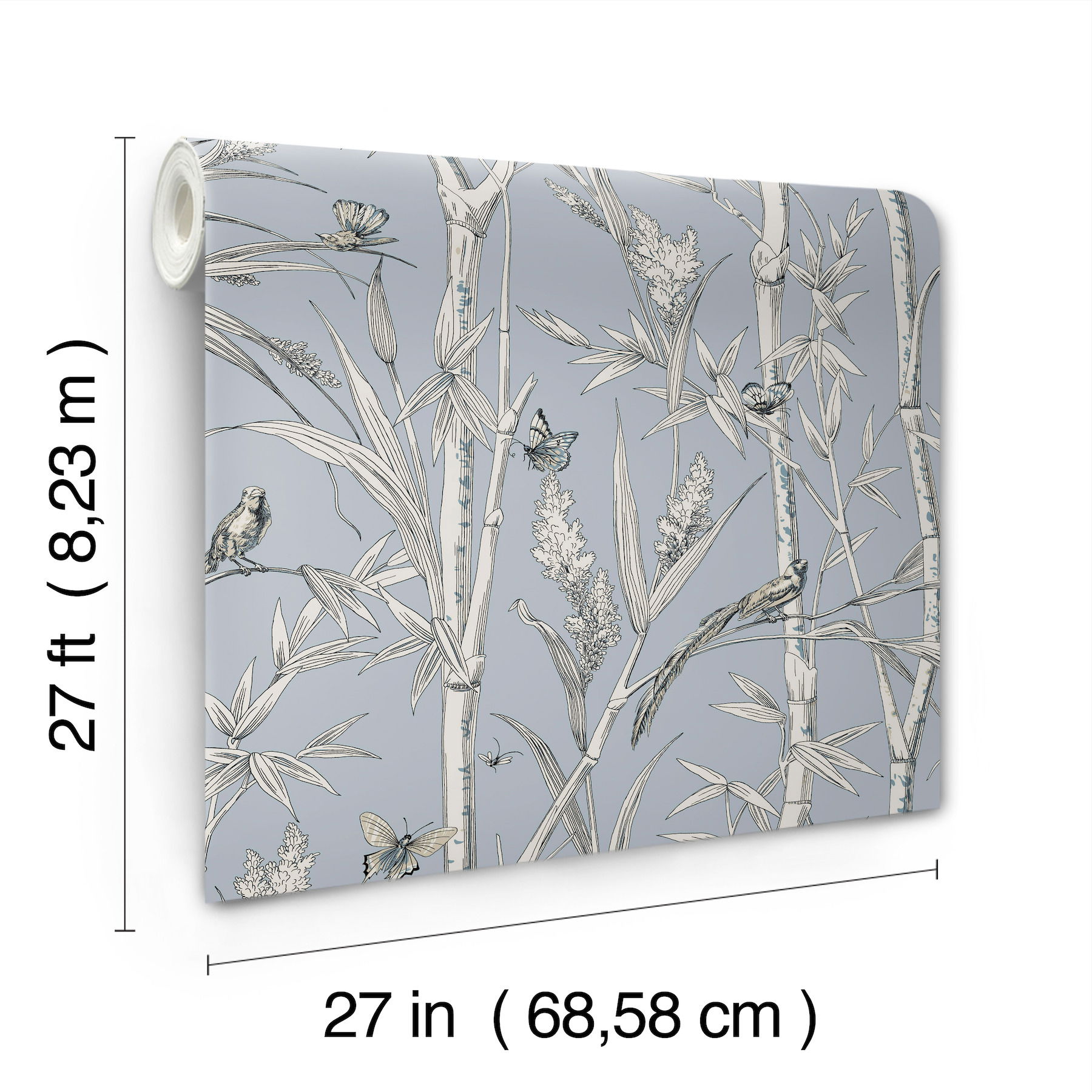 Bambou Toile Sky Blue Wallpaper large image 