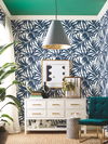 Bali Leaves Blue Peel & Stick Wallpaper thumbnail 2