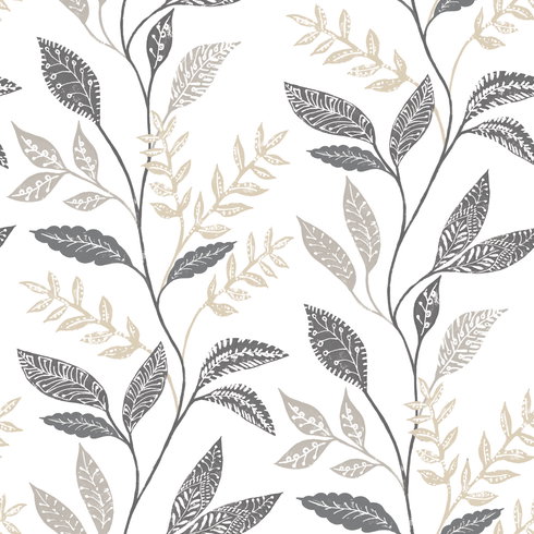 Cottage Vine Grey Peel & Stick Wallpaper