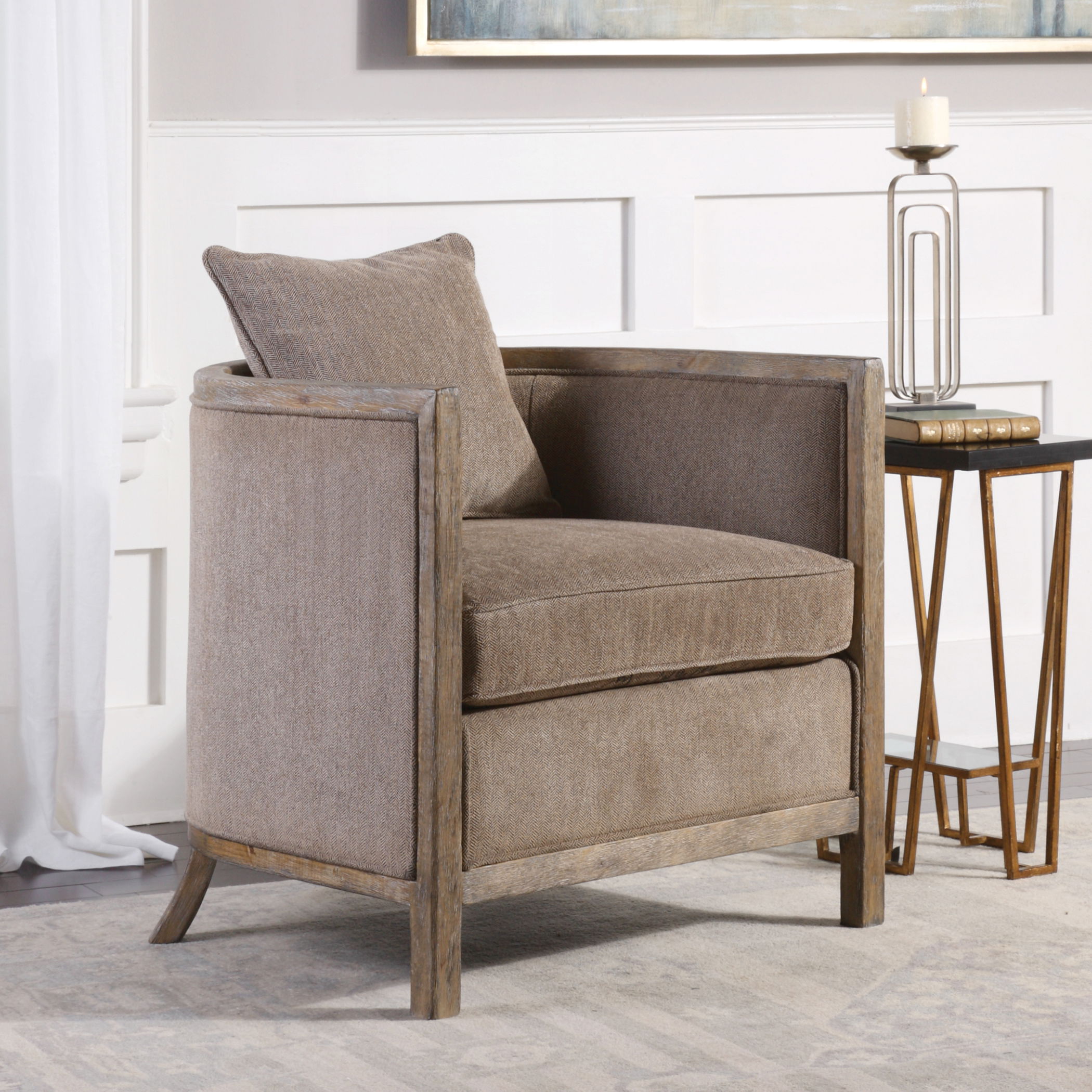 Viaggio Gray Chenille Accent Chair large image 