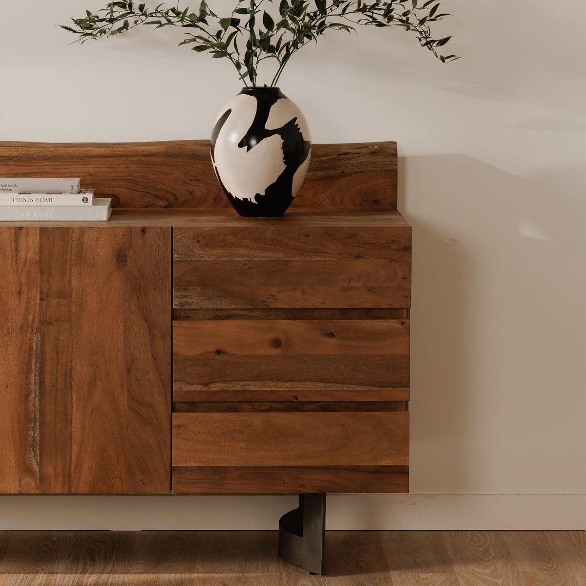 Bent Sideboard Brown, Cabinets & Sideboard by Moe's Home, 66" width x 37" height x 20" depth View 9