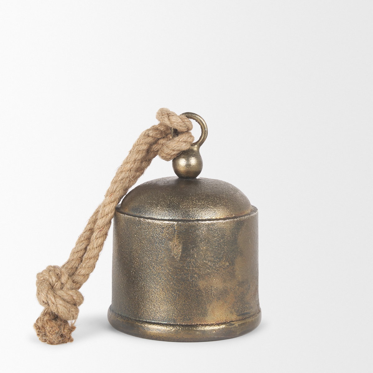 Quincy Medium Gold Metal Decorative Bell Object, Decorative Object by Mercana, 4.75" length x 4.75" width x 7" height View 4