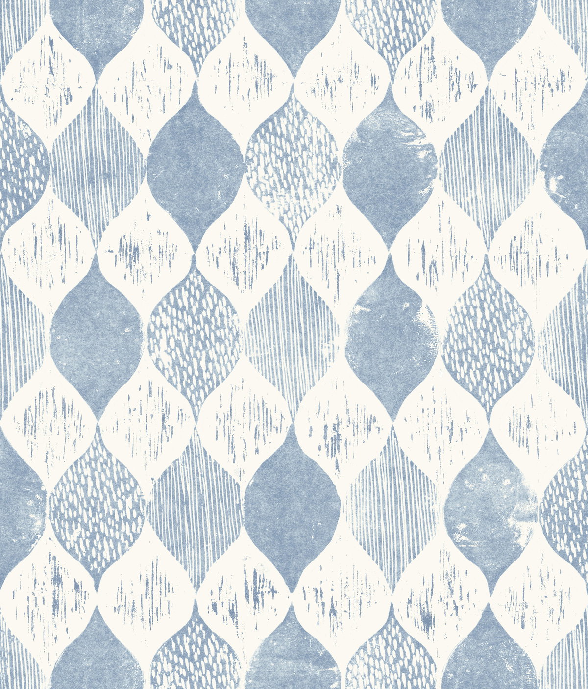 Woodblock Blue Wallpaper, by York Wall, 33' length x 1'8.5" width x 0.02" depth