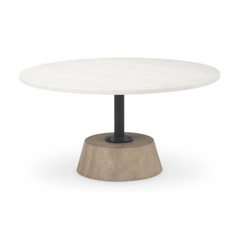 Maxwell  Marble Top Pedestal Base Round Coffee Table