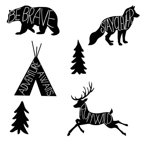 Adventure Awaits Animal Black Giant Wall Decals