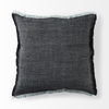 Malia 20L x 20W Black and Teal Fabric Fringed Pillow Cover thumbnail 4
