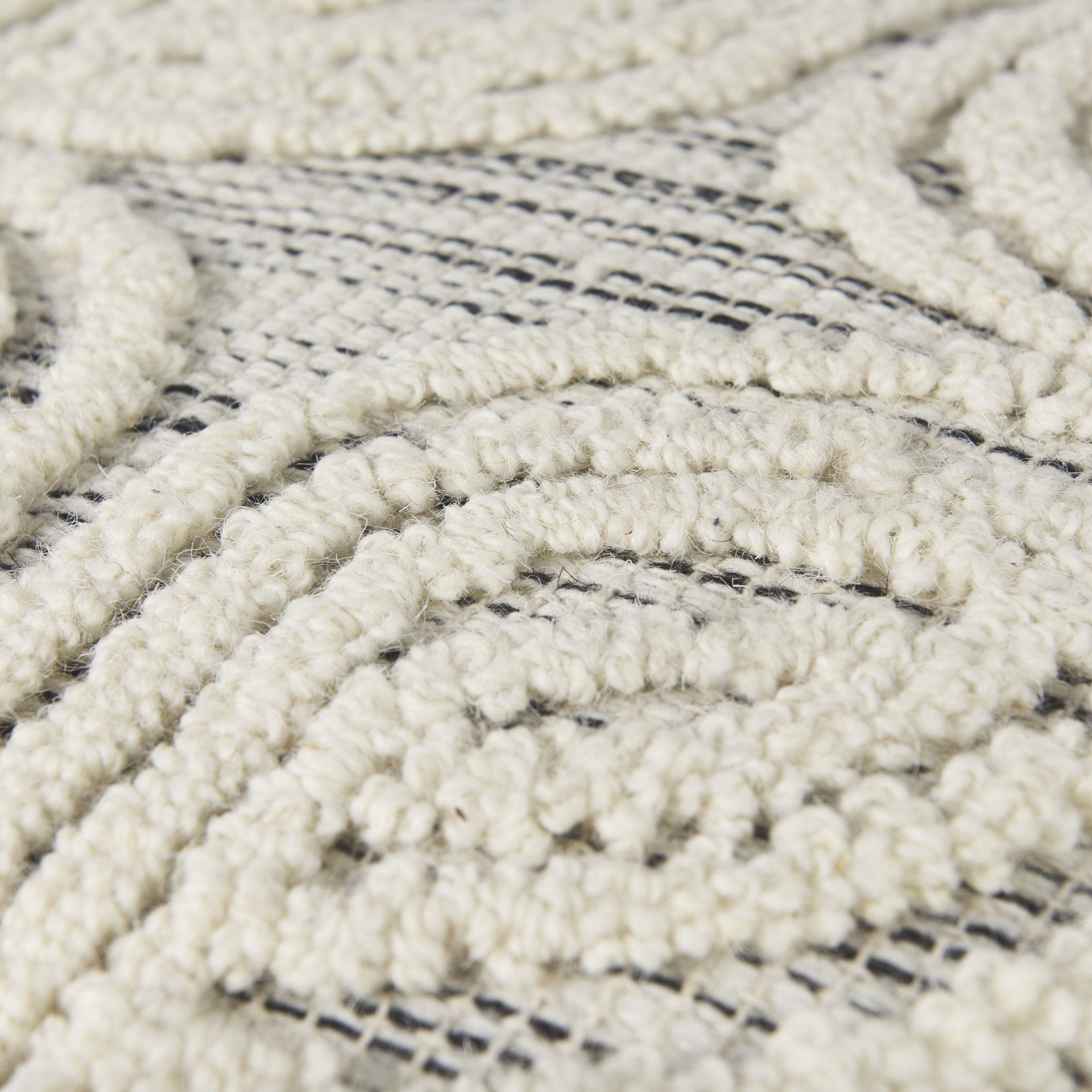 Amaya  Cream/Black/Gray Wool and Cotton Pouf large image 