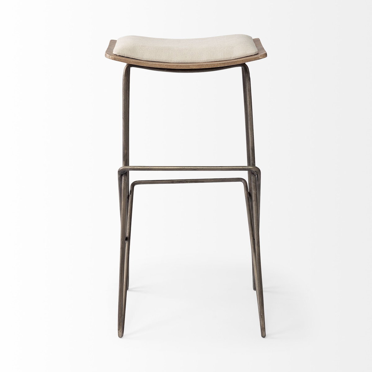 Katniss Backless 30in Seat Bar Stool | Cream Fabric with Gold Metal, Counter & Bar Stool by Mercana, 16" length x 16" width x 30" height View 6