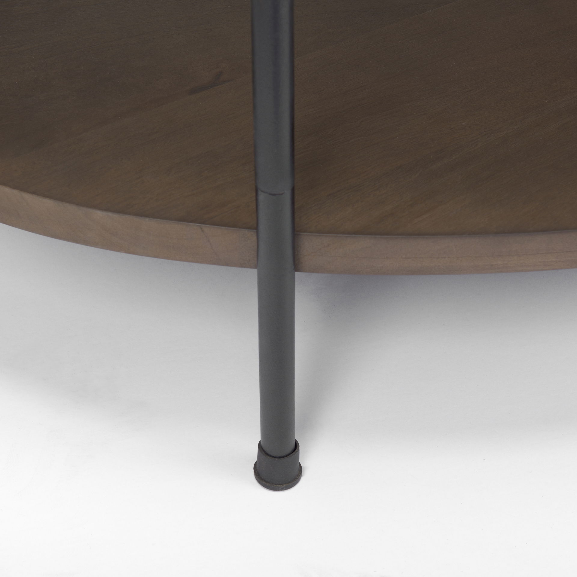 Larkin White Marble Top with Dark Brown Wood Shelf Oval Coffee Table large image 