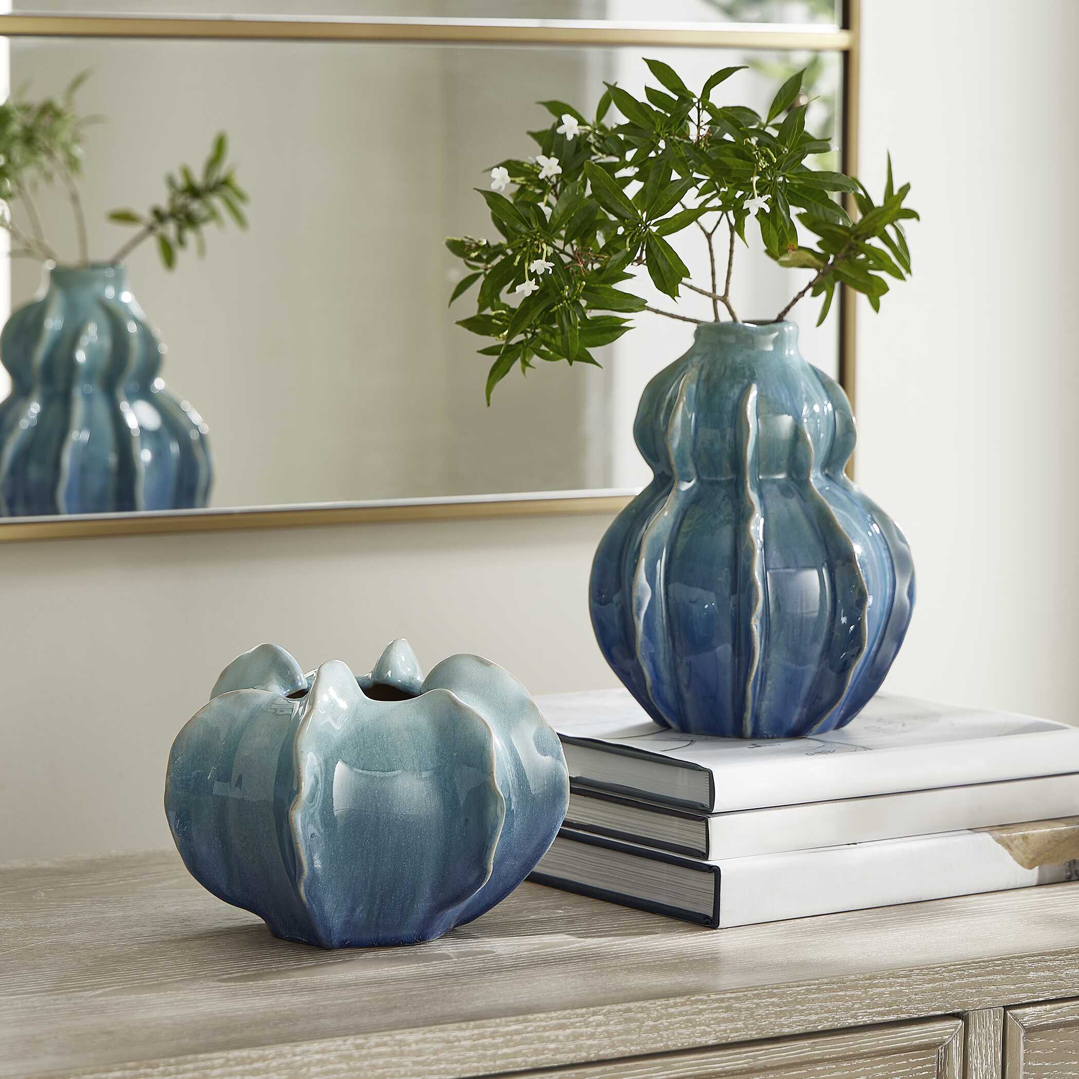 Ocean Wave Outdoor Glazed Vases Set/2 large image 