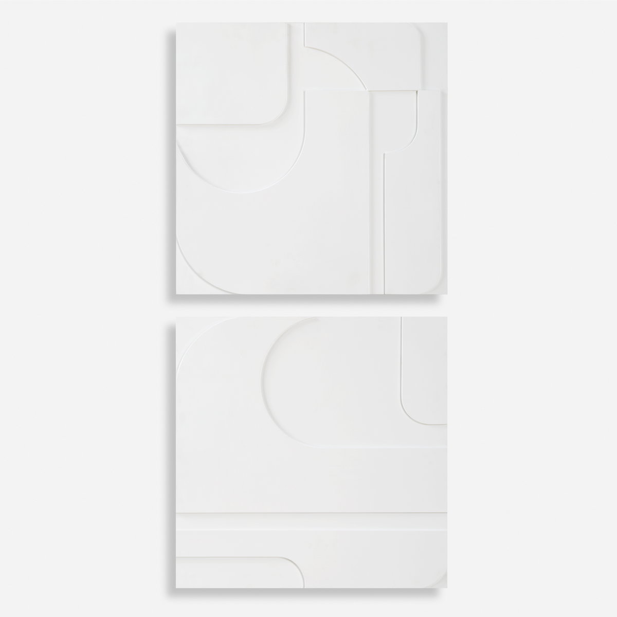 Contours White Wall Decor Set/2, Sculptural Wall Art by Uttermost, 24" width x 24" height x 1.38" depth View 1