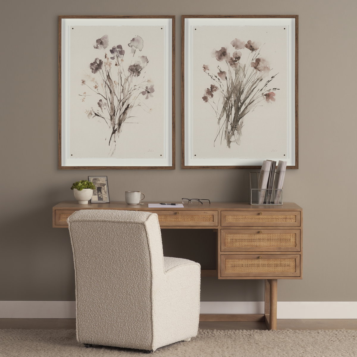 Damon Barrel Back Dining Arm Chair | Cream Fabric with Caster Base, Dining Chair by Mercana, 20.47" length x 27.17" width x 31.3" height View 5