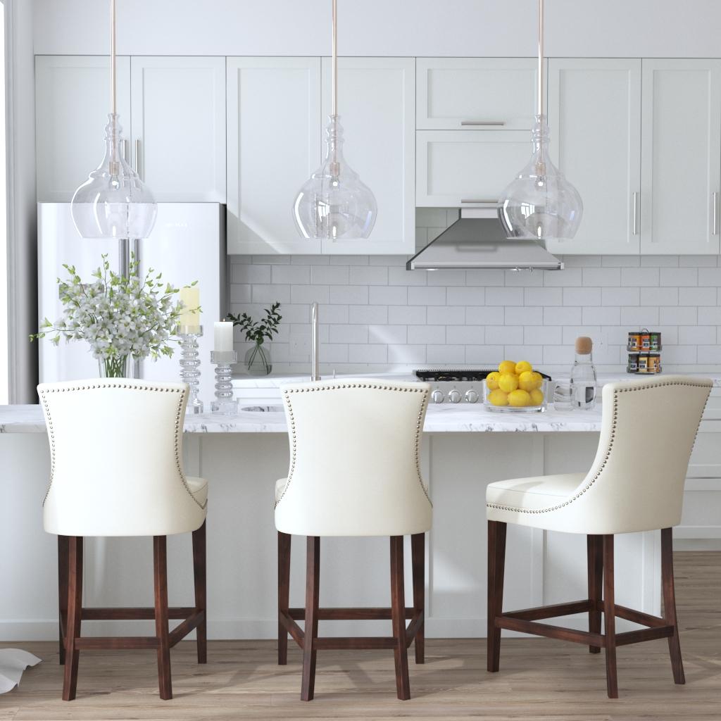 Dariela White Counter Stool, Counter & Bar Stool by Uttermost, 19.5" width x 40.75" height x 23" depth View 2
