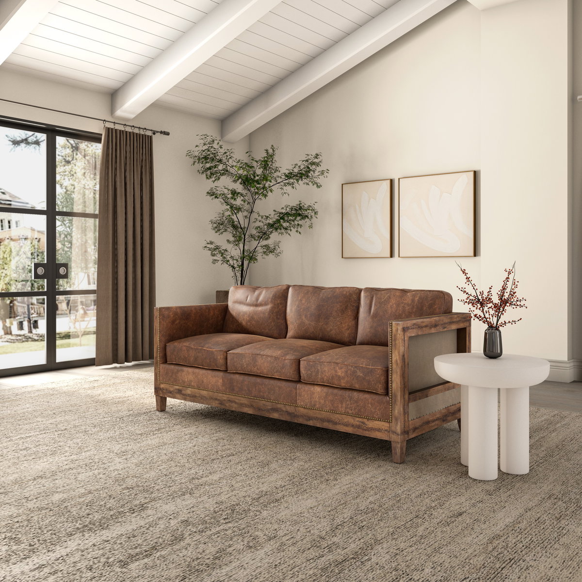Darlington Sofa Light Brown, Sofas & Sectional by Moe's Home, 72" width x 31.5" height x 31" depth View 11