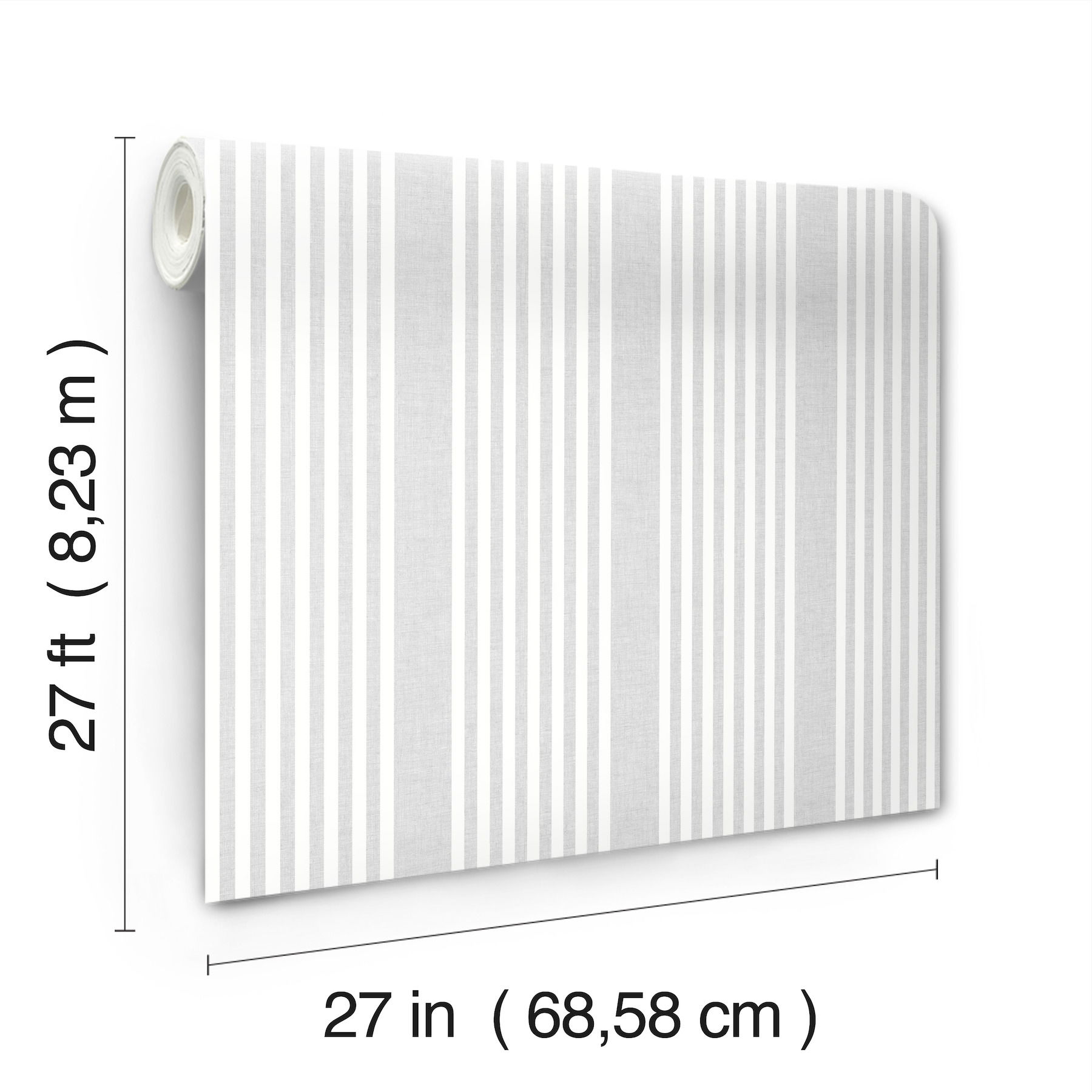 French Arctic Grey Linen Stripe Wallpaper, by York Wall, 27' length x 2'3" width x 0.02" depth View 5