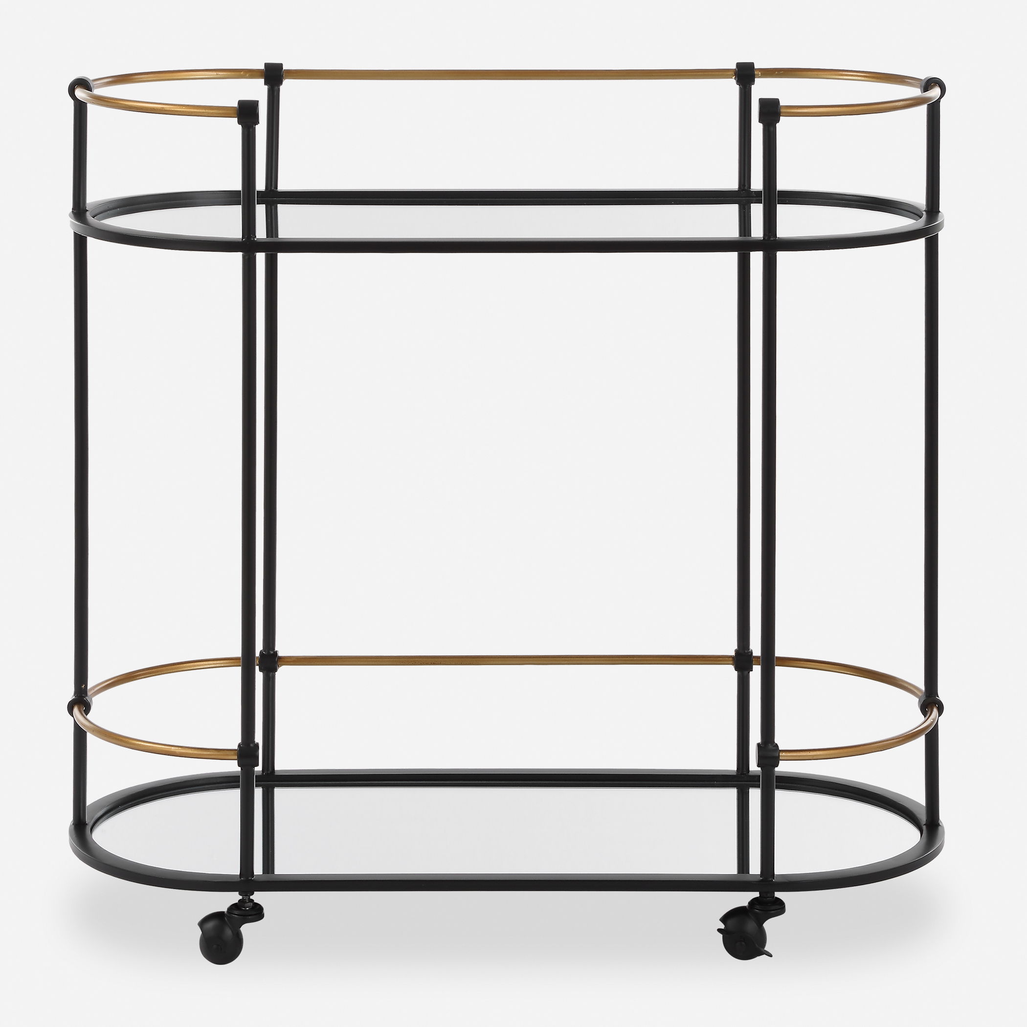Andre Iron Bar Cart, Furniture by Uttermost, 32" width x 30.25" height x 13.5" depth View 1