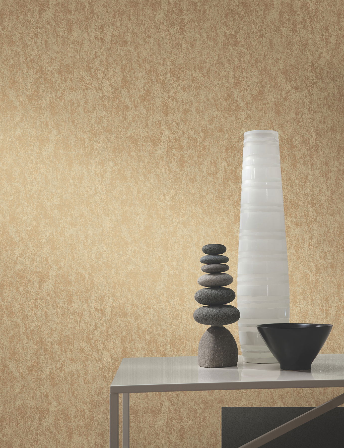 Shimmering Patina Gold on Taupe Wallpaper large image 