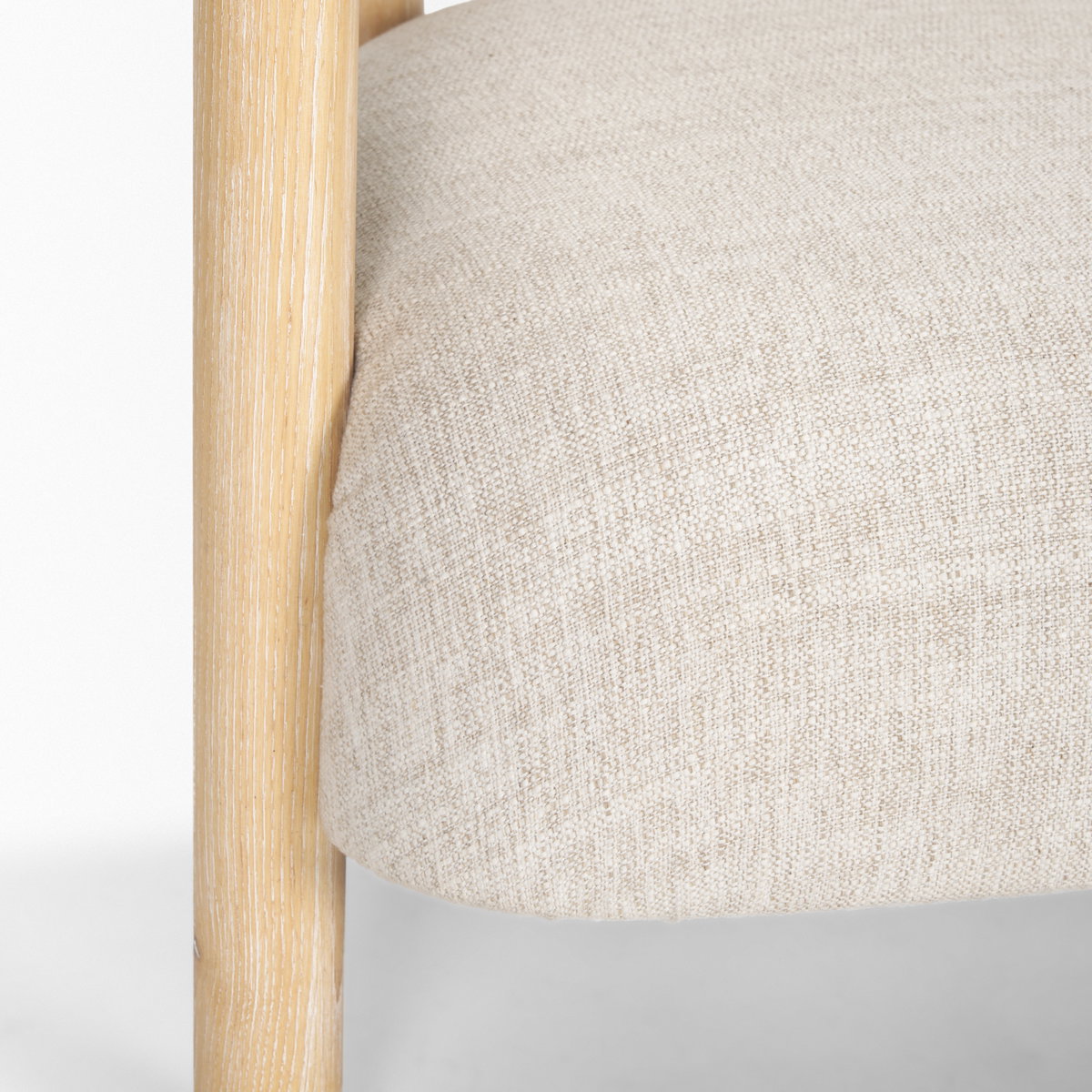 Gianna Open Back Light Brown Wood with Oatmeal Fabric Accent Chair, by Mercana, 37.4" length x 30.71" width x 28.35" height View 10