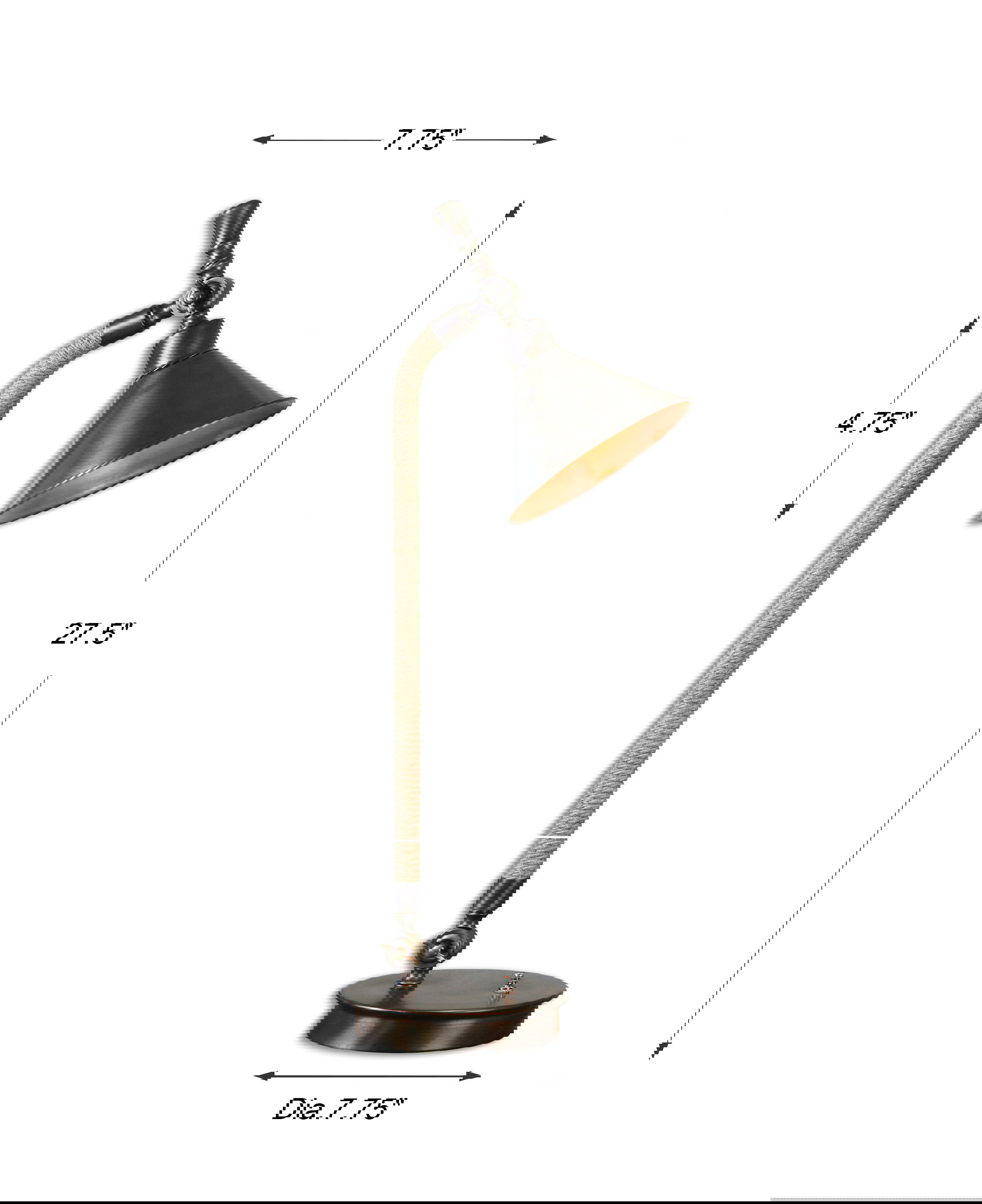 Duvall Task Lamp, by Uttermost, 24" width x 27.5" height x 7.75" depth View 3