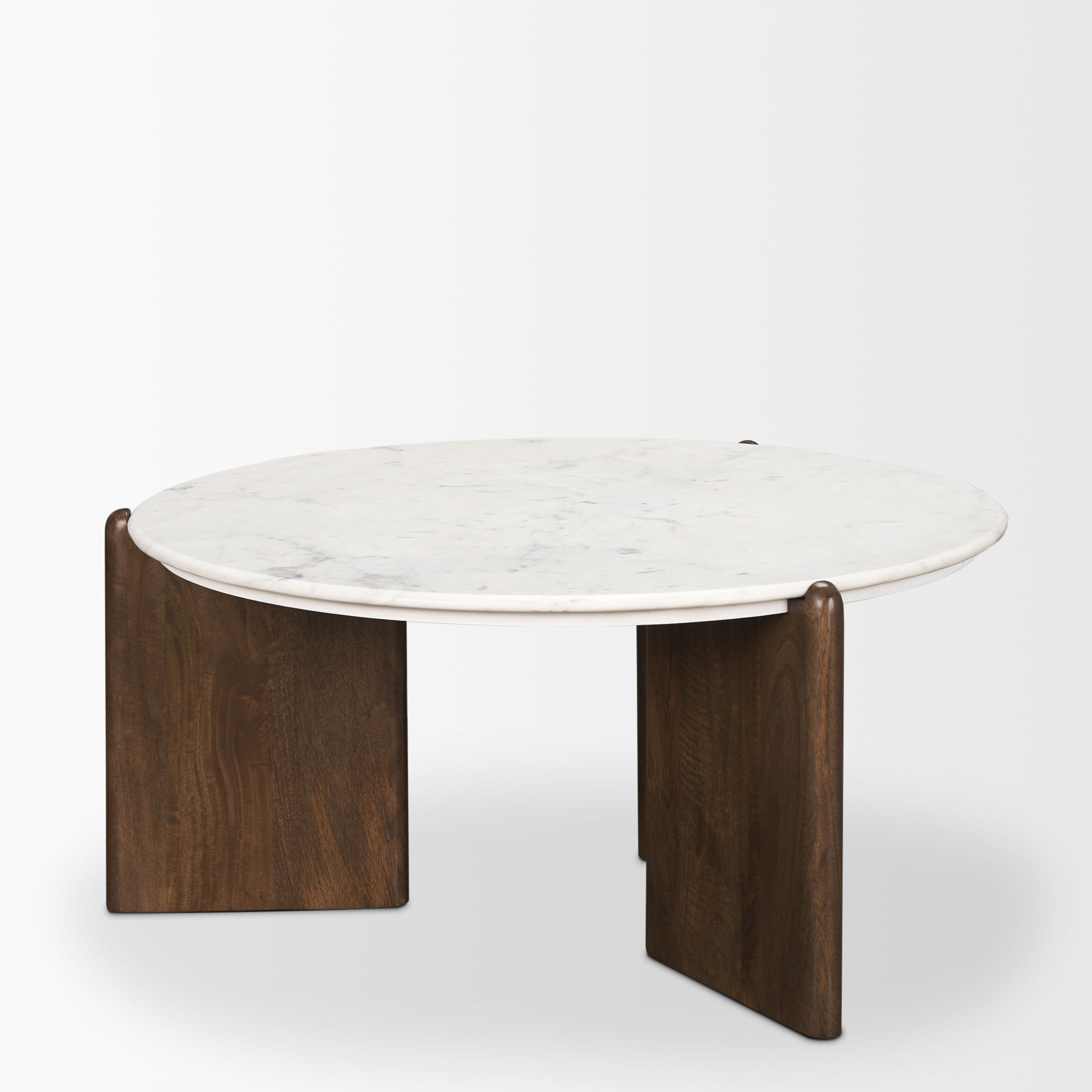 Rumer Dark Brown Wood with White Marble Coffee Table, by Mercana, 36" length x 36" width x 16" height View 7