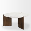 Rumer Dark Brown Wood with White Marble Coffee Table, by Mercana, 36" length x 36" width x 16" height thumbnail 7