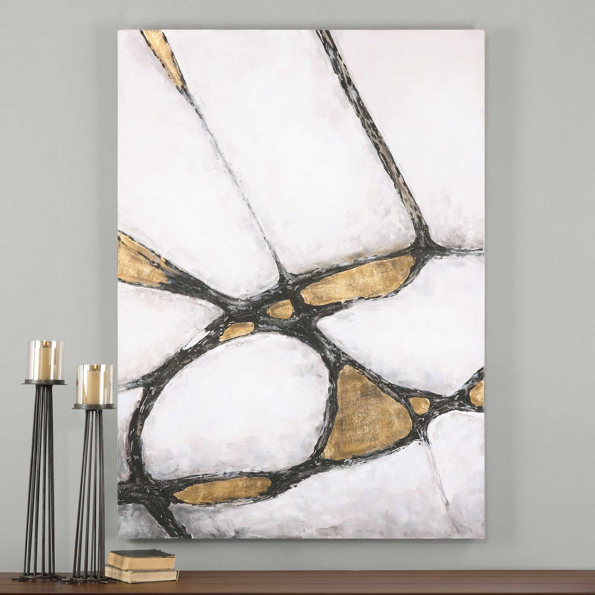 Abstract Art In Gold And Black, by Uttermost, 42" width x 60" height x 2" depth View 2