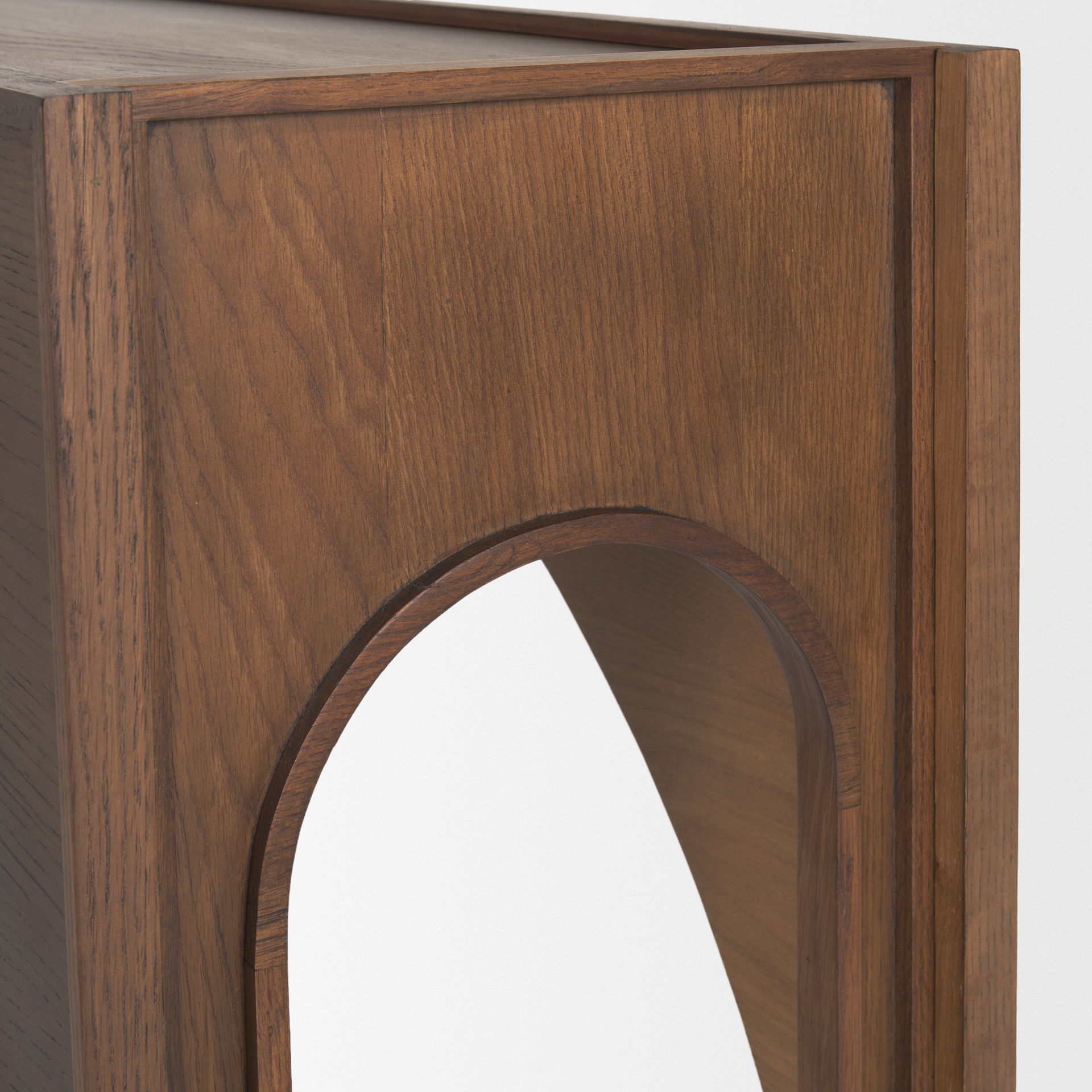 Laraya Dark Brown Wood Arched Console Table, by Mercana, 55" length x 16" width x 30" height View 10