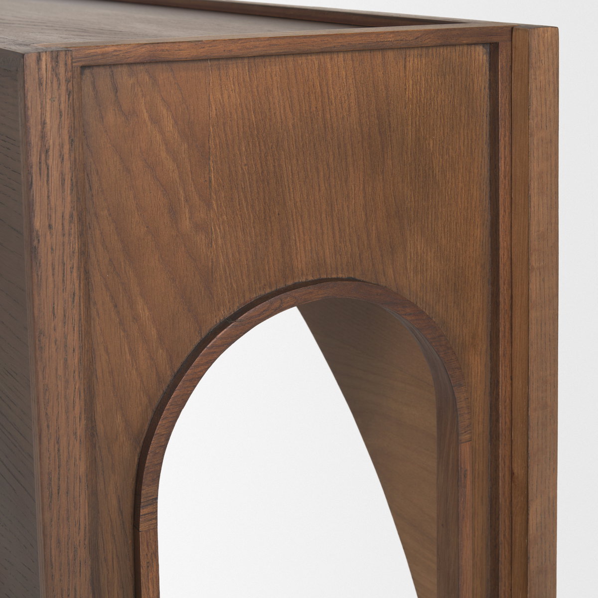 Laraya Dark Brown Wood Arched Console Table, by Mercana, 55" length x 16" width x 30" height View 10